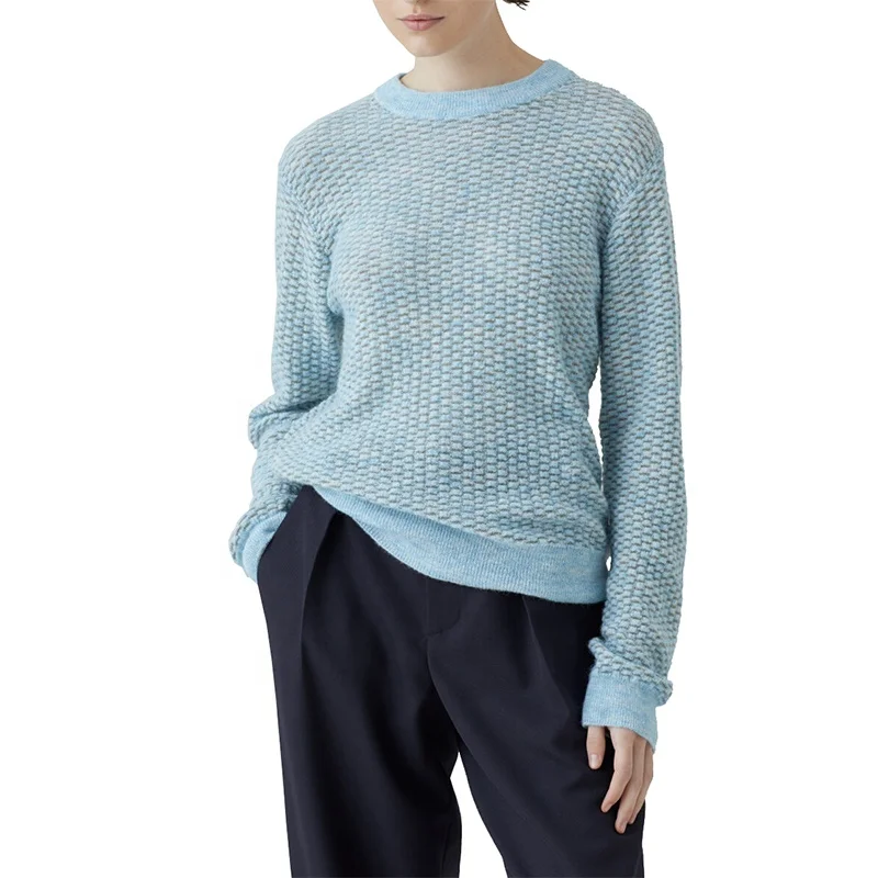 OEM and ODM Fashion Sweater Crew Neck Pullover Pure Cashmere Sweater Ladies Sweater Custom Knitted Jacquard Ladies Knitwear