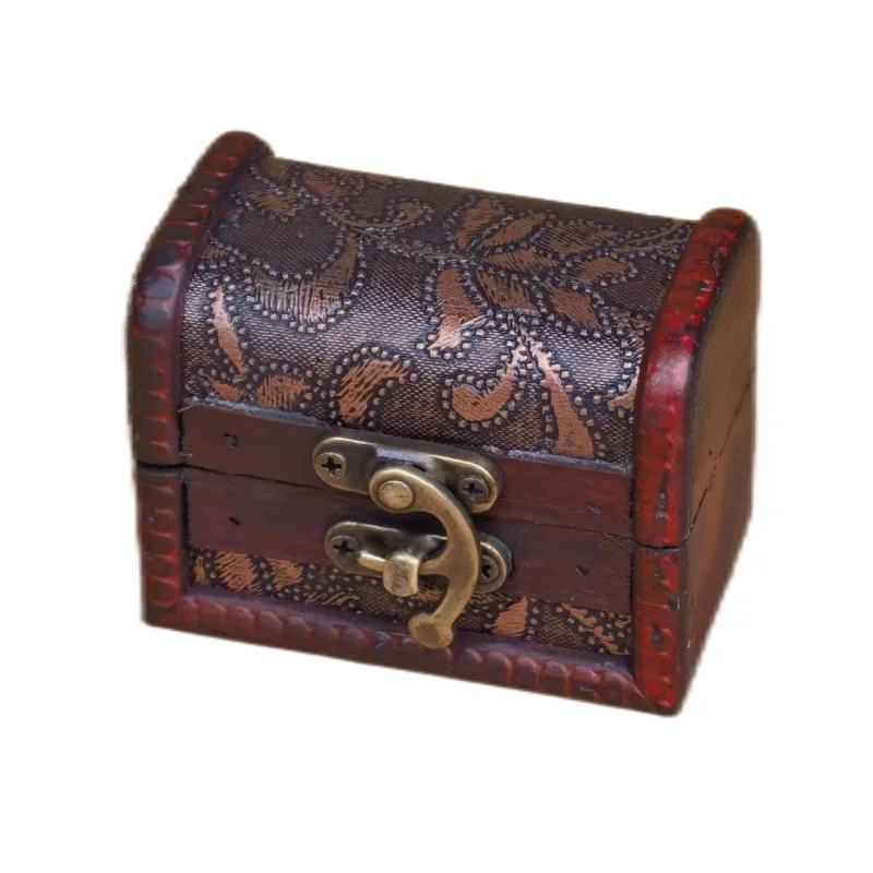 Wholesale Antique Jewelry Box Promotional Handmade Treasure Chest Small Wooden Box Wooden Jewellery Case