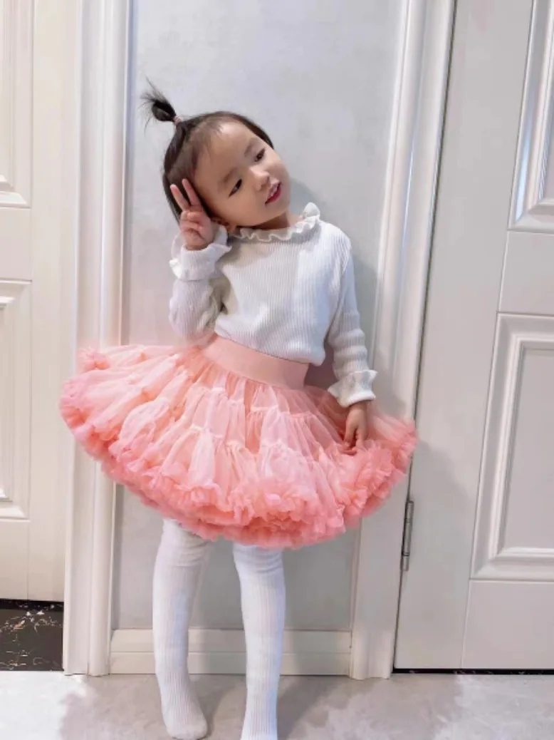 Wholesale Baby Girls Tutu Skirt Princess Fluffy Soft Tulle Ballet Birthday Party Pettiskirt
