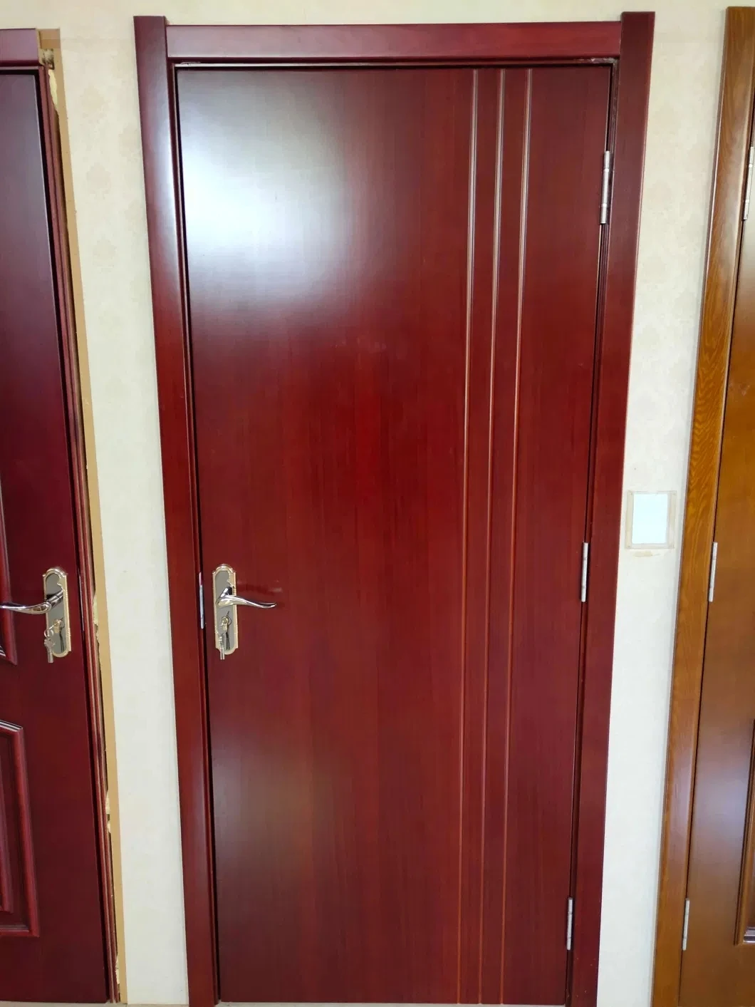 Single Composite MDF HDF Designs Wood Interior Doors Solid Core Door Wooden Room Door