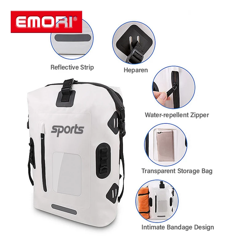 High Quality 500D PVC Durable 25L 35L Waterproof Floating Dry Backpack with Transparent Window