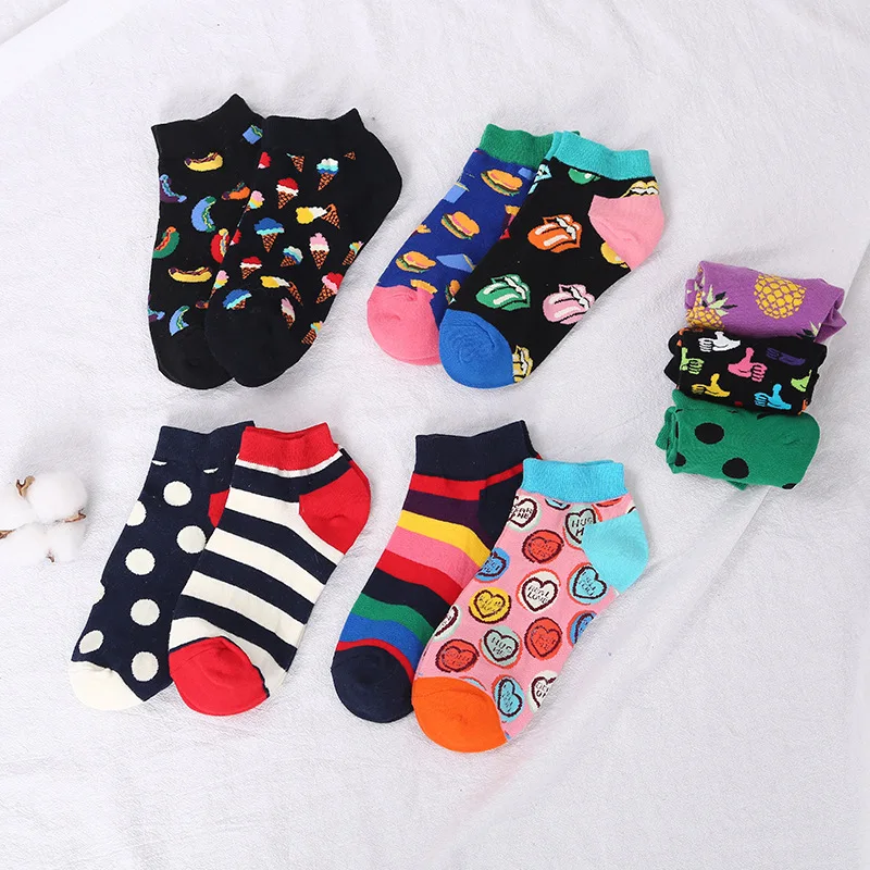 Funny cute Fruit food animal sock for women bulk wholesale calcetines custom premium ankle cotton socks women