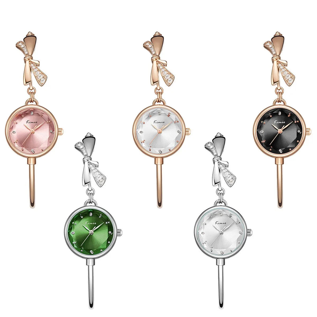 KIMIO K6435S Fashion Luxury Bowknot Band Diamond Lens Quartz Watch Women