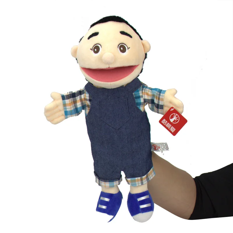 2023 Custom Human Puppet Hand Stuffed Soft Toy Plush Cloth Open Mouth Human Doll Hand Puppet Theatre Plush Puppet