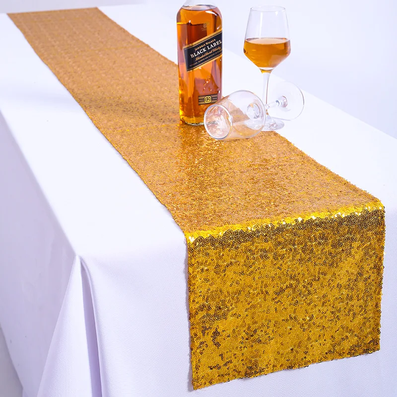 Hot Sale Good Quality Gold Sequin Table Runner For Wedding