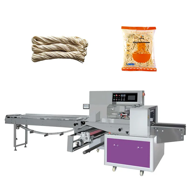 Flow noodles packaging cake biscuits horizontal packing machine