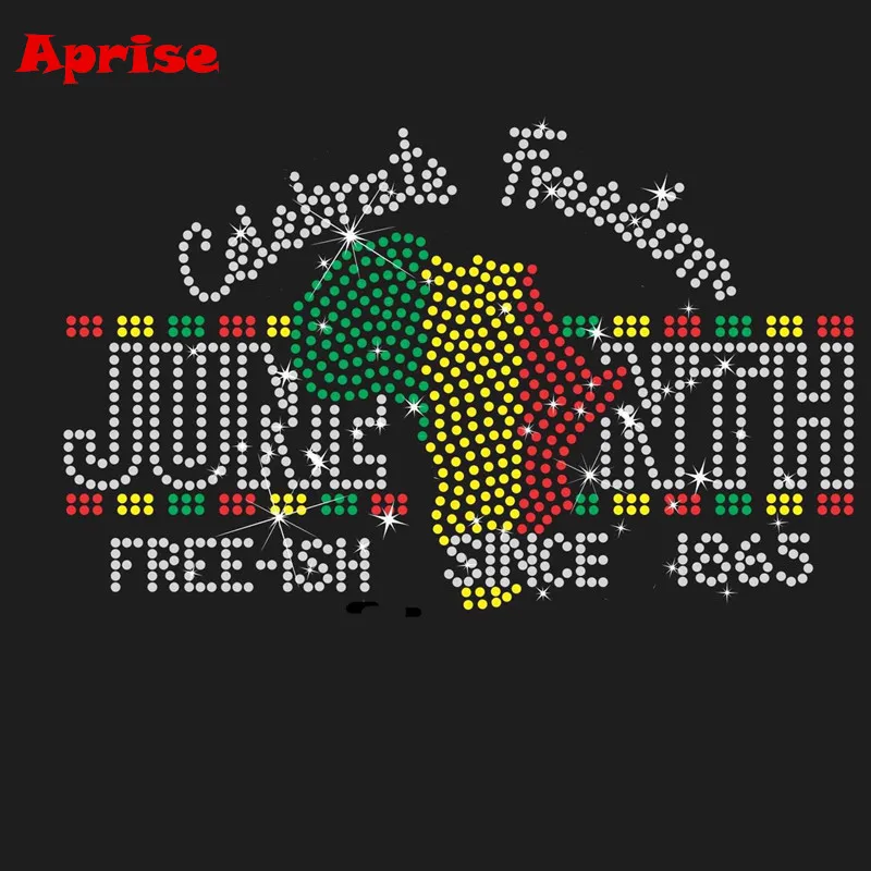 1865 Juneteenth rhinestone transfer design iron on happy Juneteenth rhinestone motif LOVE African