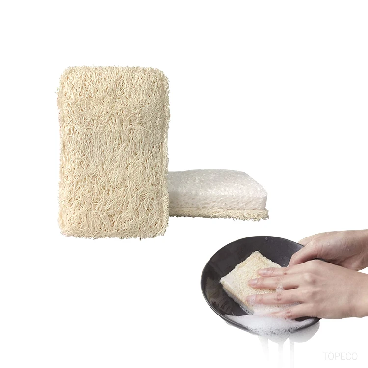 Topeco Organic Loofah Scrubber For Dishes Reusable Kitchen Sponge White Loofah And Cellulose Sponges