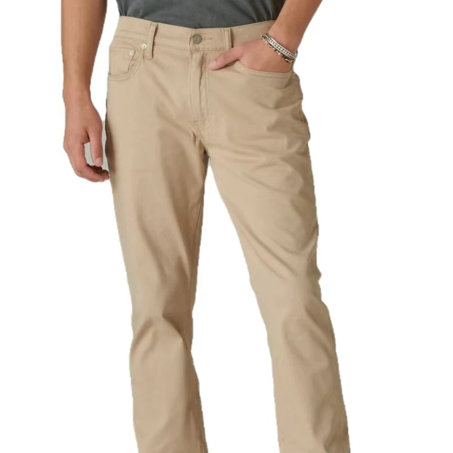 Custom brand casual classic cotton soft light slim fit straight men dress chino khaki trousers pants