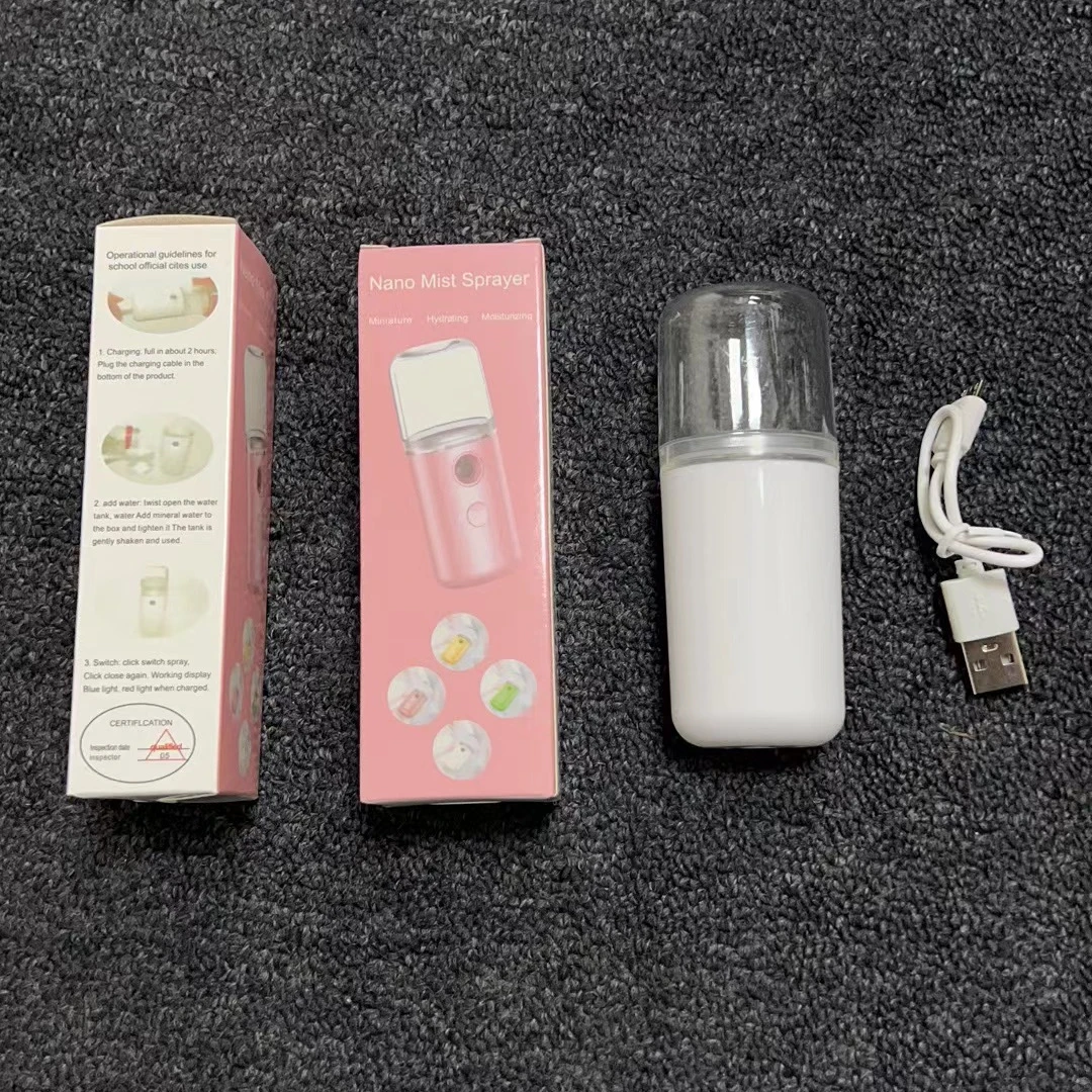 Portable USB rechargeable facial steamer steel battery powered automatic water nano mini facial mist sprayer