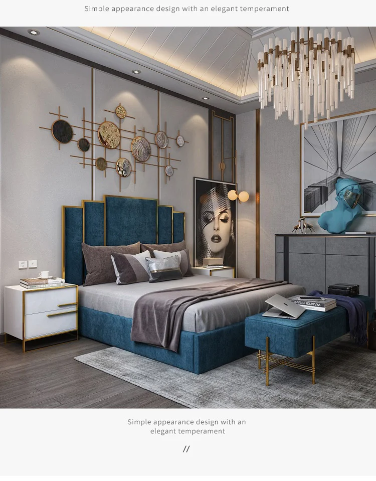 light luxury cloth American 180cm master double high box storage small family techology cloth marriage bed