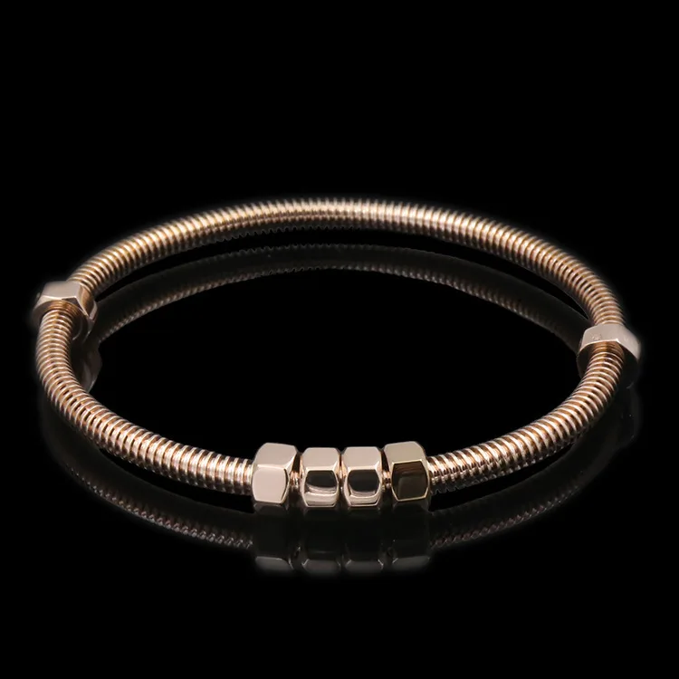 High Quality Jewelry Inoxidable Gold-plated Exquisite Multi-color Jewelry Hexagon nut stainless steel stainless steel bracelet