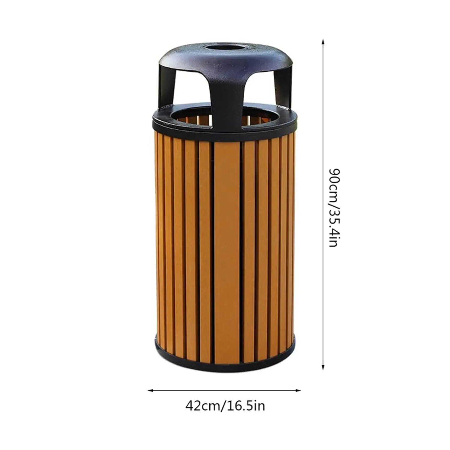 Round design wooden trash can commercial trash cans stainless steel garbage bin