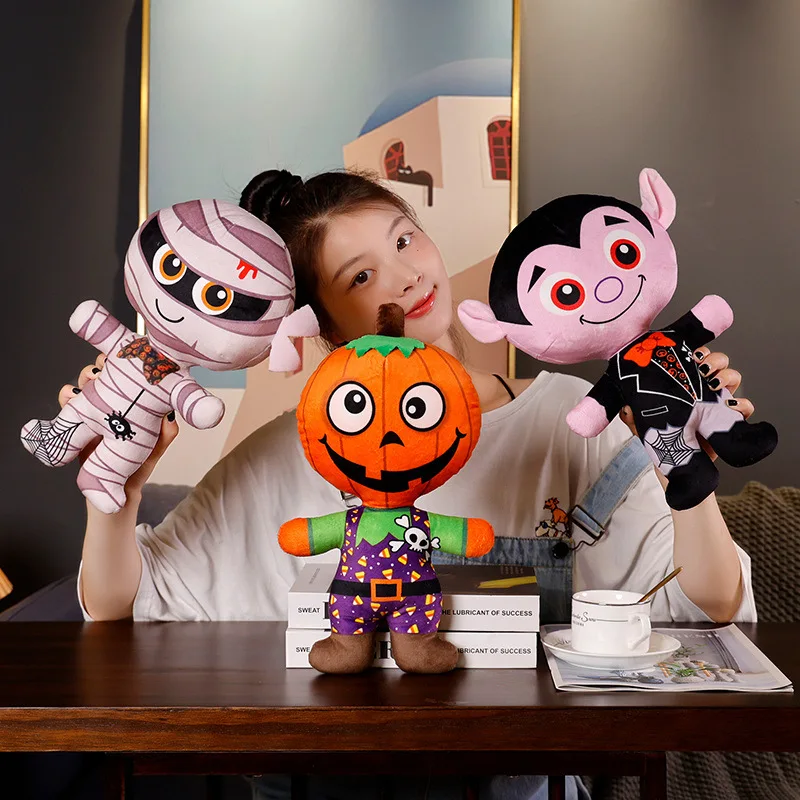 Funny Halloween Children Gift Doll Plush Toy Cartoon Pumpkin Man Horror  Halloween Decorative Plush Doll