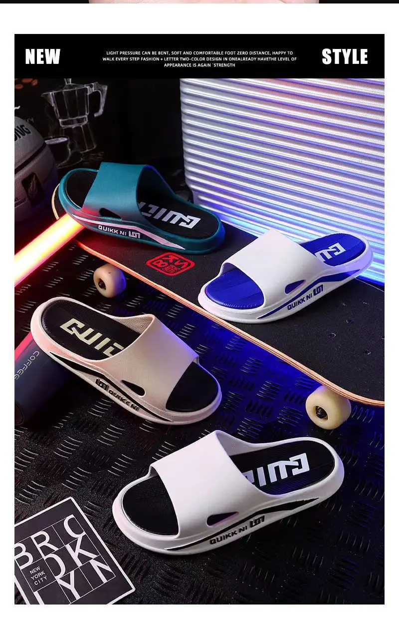 Wholesale Flip-flops striped  Men Slippers Comfortable Beach Sandals Men Casual Shoes House Flip Flop Bathroom Shoes