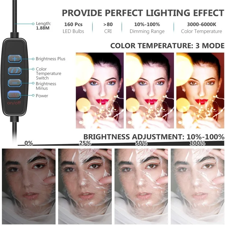Junnx custom tripod stand 12inch photographic ringlight tiktok living video fill light selfie makeup 10 12 inch led ring light