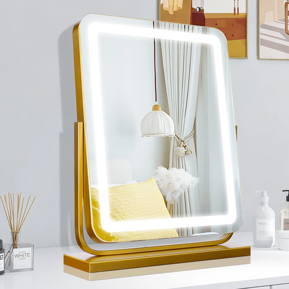 Large luxury vanity mirror  with lighted mirror led desktop makeup mirror with light hotel vanity led smart