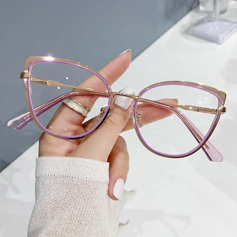 8327 Photochromic Glasses Cat Eye Glasses Fashionable Metal Optical Computer Glasses Frame Wholesale Eyeglasses Woman Eyewear