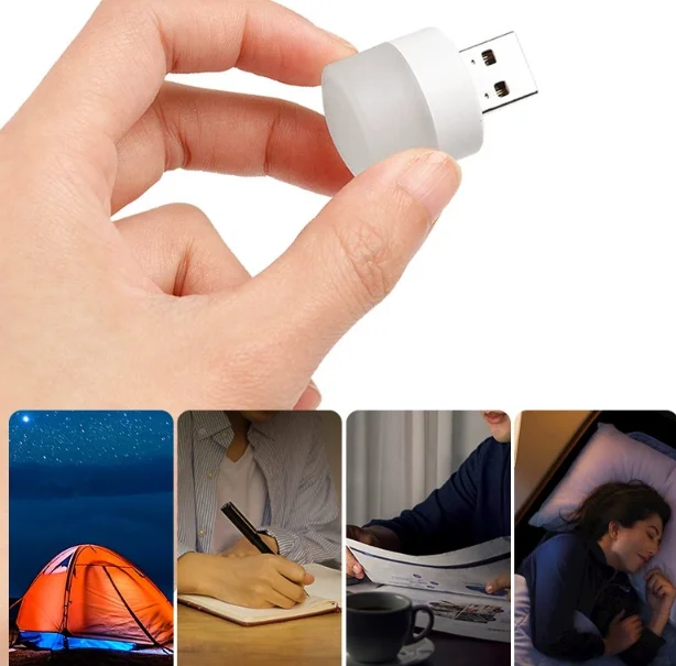 USB Lights by Night, Mini LED Bulb, Plug-in, Warm White, Compact, Ideal for Bedroom, Bathroom, Nursery, Hallway, Kitchen Car USB