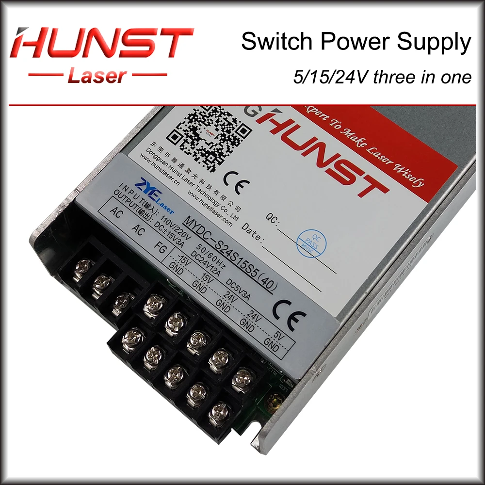 Hunst 500w Switching Power Supply 3 In One Switch Power Supply Input 110v/220v Output 24V 12A 15V 5V  for Laser Marking Machine