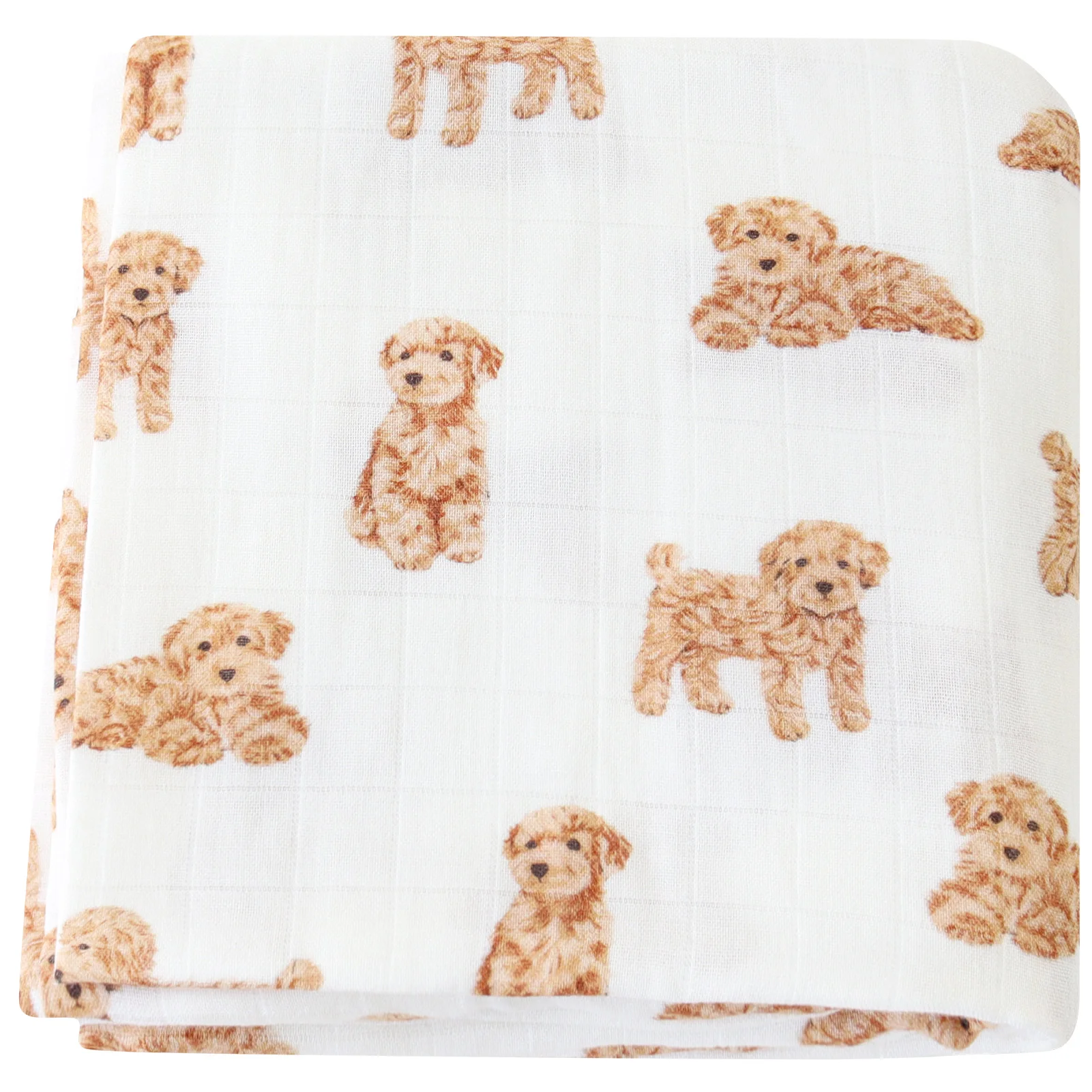 Lifetree New Arrival  Teddy dog Bamboo Muslin Swaddle poodle 2 layers swaddle Blanket Wholesale Organic Cotton Receiving Blanket