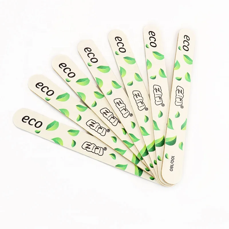 Ziri Factory Supply Manicure Pedicure Tools Biodegradable Plastic Free Nail Buffer Emery Board Professional Bamboo Nail File