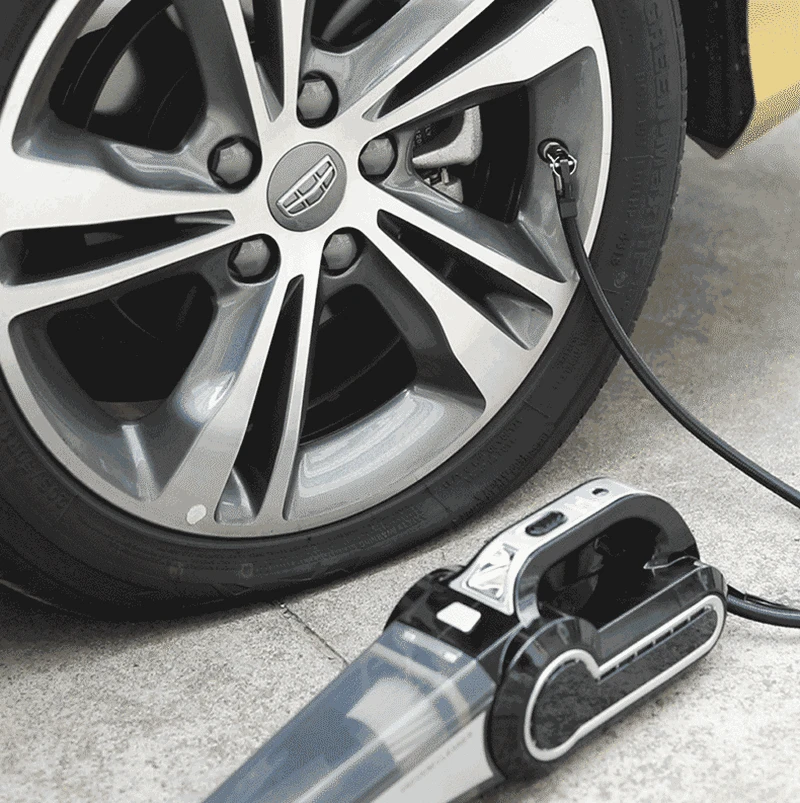 Multifunction Wired Car Vacuum Cleaner 4-in-1 Portable Handheld Tire Inflator Pump LED Light Pressure Wet and Dry Use Vacuum