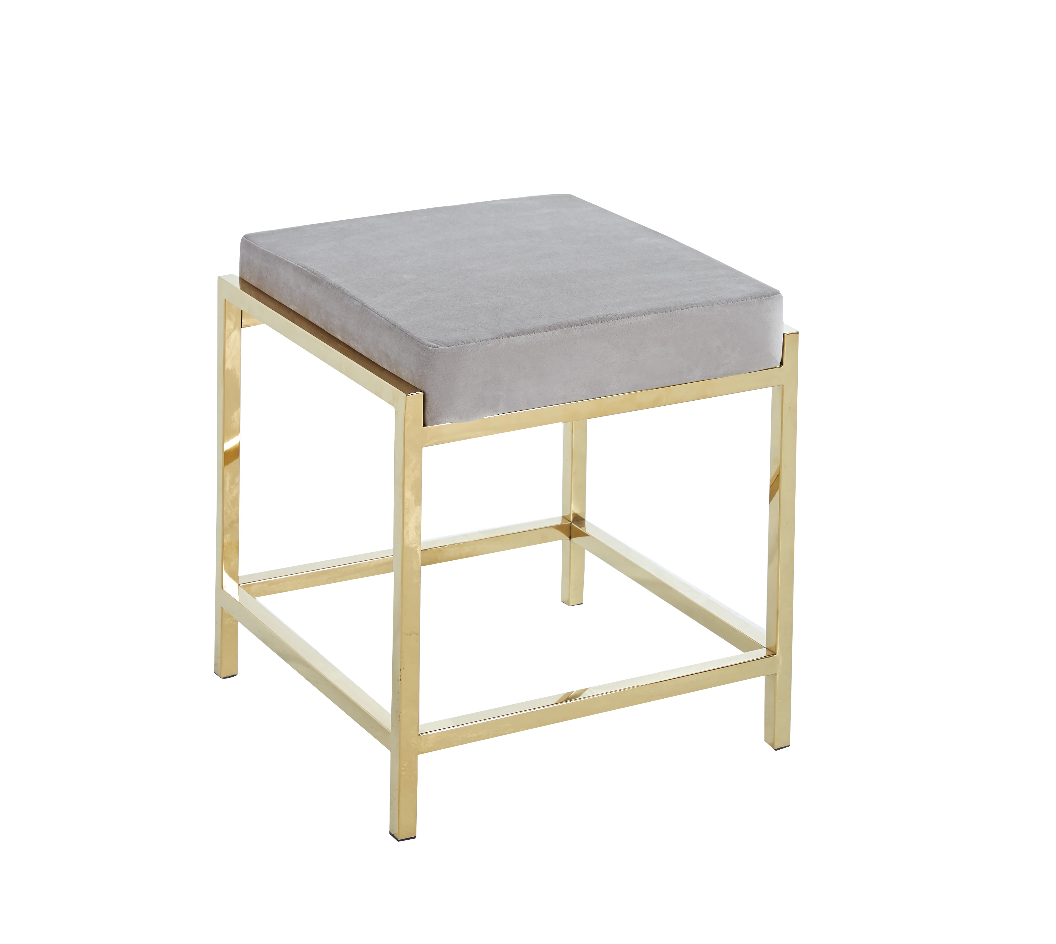 2024 modern PU and fabric seat and stainless steel leg dining chair for dining room furniture square bench stool