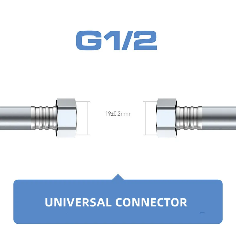 Hanssmart SS304 Nut Brass Core Double-headed Flexible Hose Silver Star PVC Metal Pluming Hose