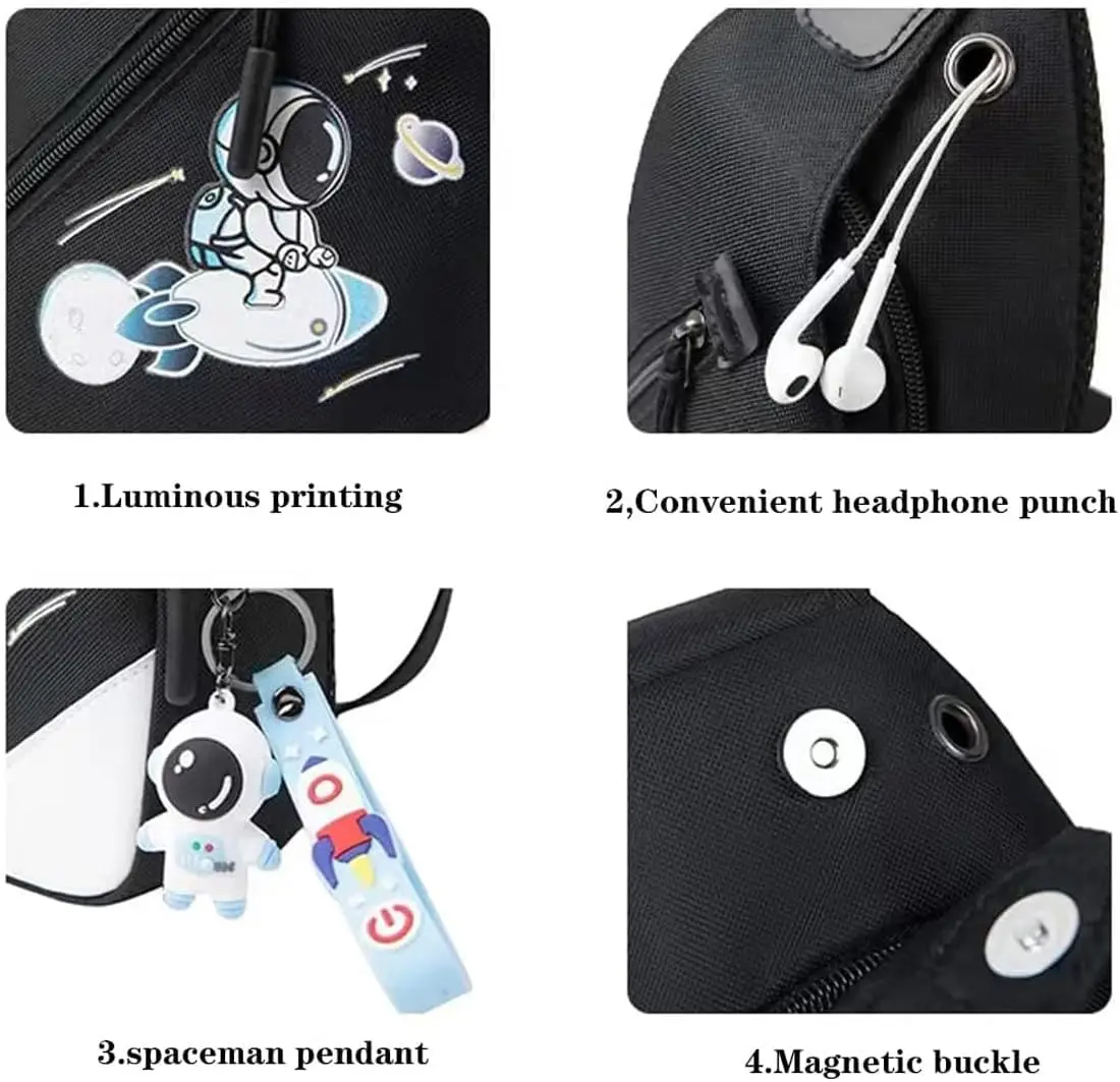 Wholesale Men Cute Astronaut Cartoon Sling Bag Crossbody Casual Chest Shoulder Daypack Hiking Travel Backpack
