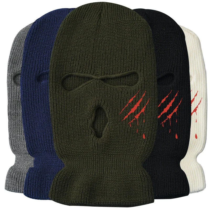 Designer Custom Embroidery Logo 3 Hole Full Face Cover Pink Bandit Balaclava Skimask Winter Cagoule Hat Ski Mask