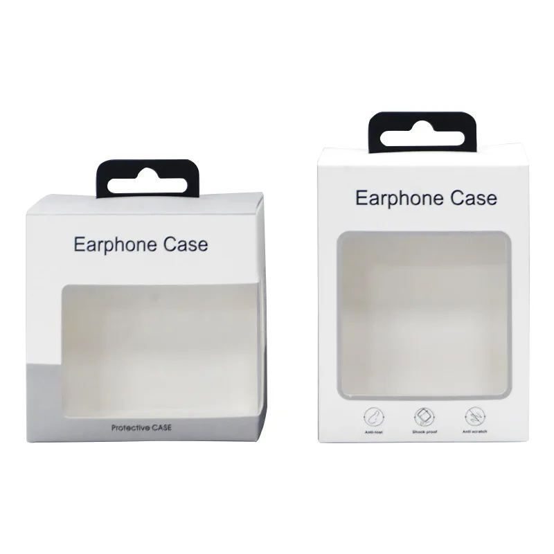 Custom Retail Hanging Charger Data Cable Headset Paper Packaging Box Window Tuck Carton Phone Accessories Packaging Paper Boxes