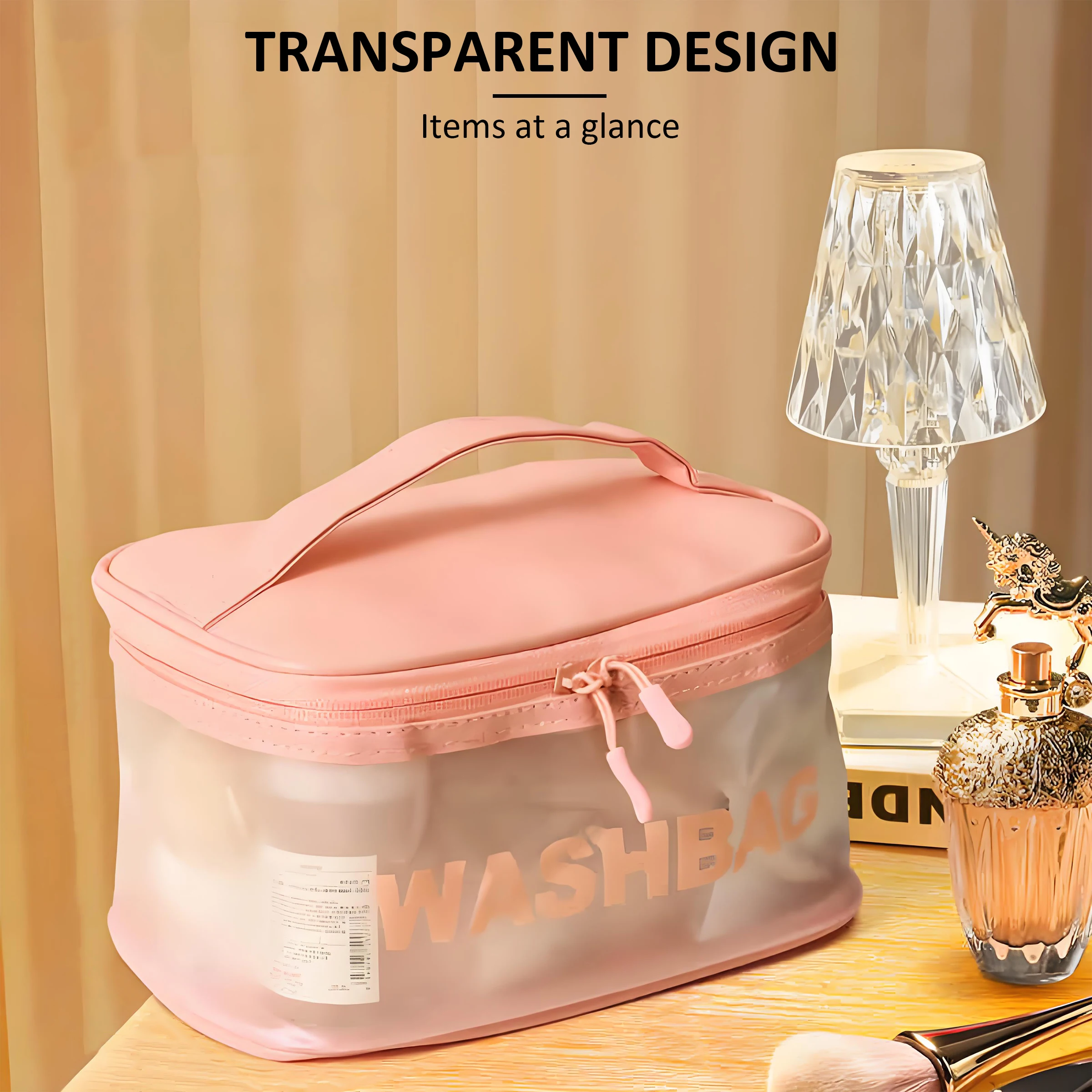 Travel Waterproof Toiletry Bag Large Capacity Cosmetic Storage Bag Clear PVC Hanging Makeup Cosmetic Bag with Hook
