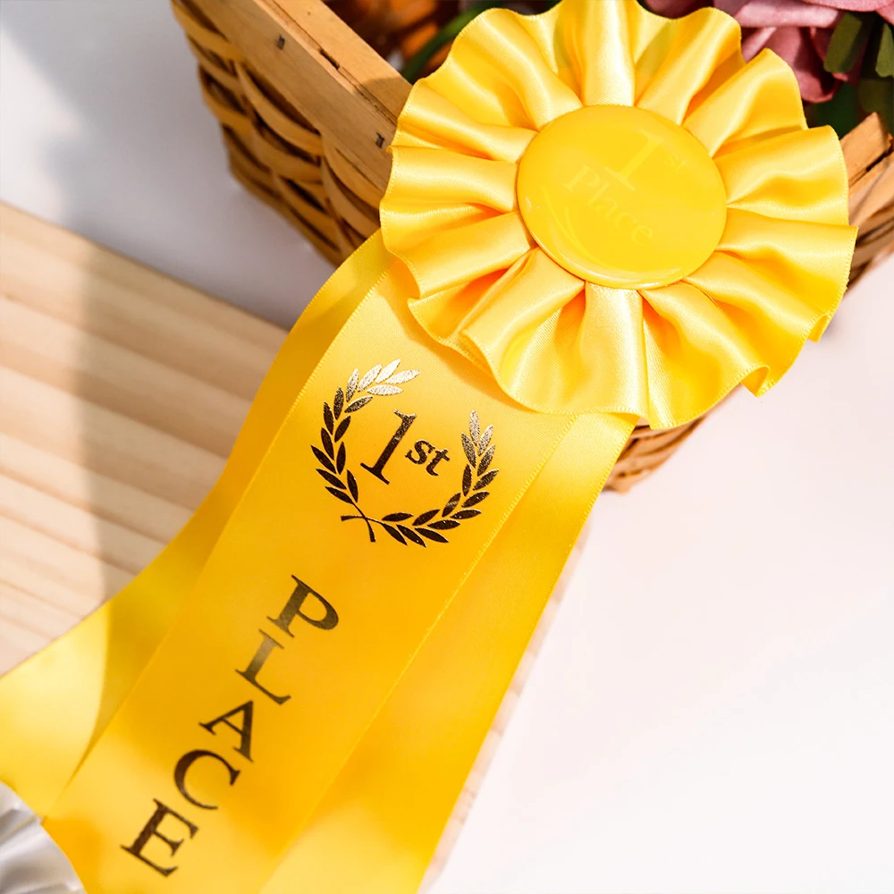 High quality make polyester mvp rosette award ribbon