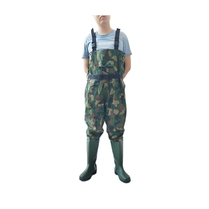 2024 New Camouflage Wading Pants Fishing Hunting Wear-Resistant lightweight waterproof  PVC nylon chest waders with boots