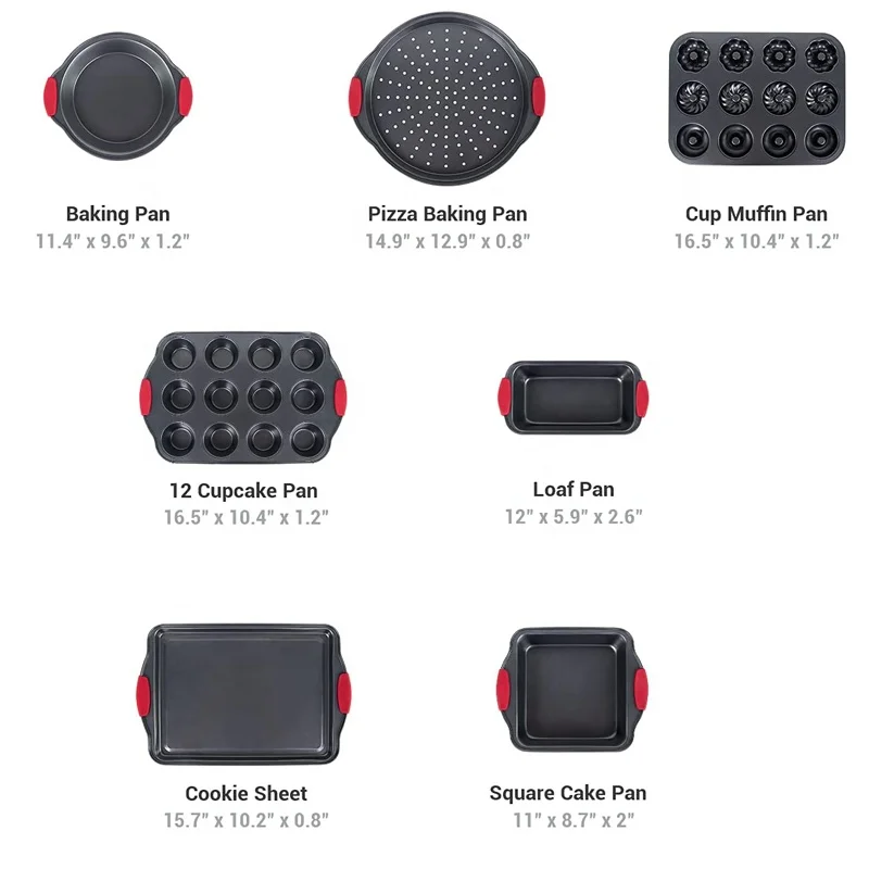 OKAY 7 Pieces Bakeware Sets Nonstick Baking Set Food Grade Baking Sheets With Silicone Handles For Baking Cake BK-D6080