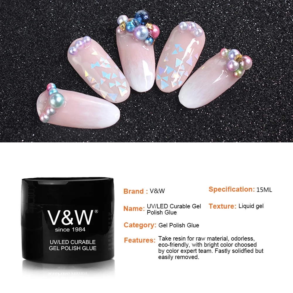 V&W OEM UV/LED Curable Gel Polish Glue For Nail Accessory