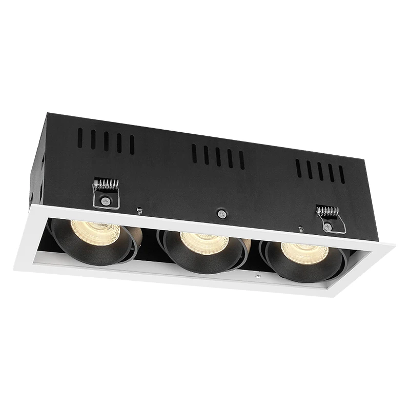 5W 7W 10W 12W 15W Square 2 Heads 3 Adjustable Led Cob Grille Light Recessed Downlights Ceiling lighting Dimmable