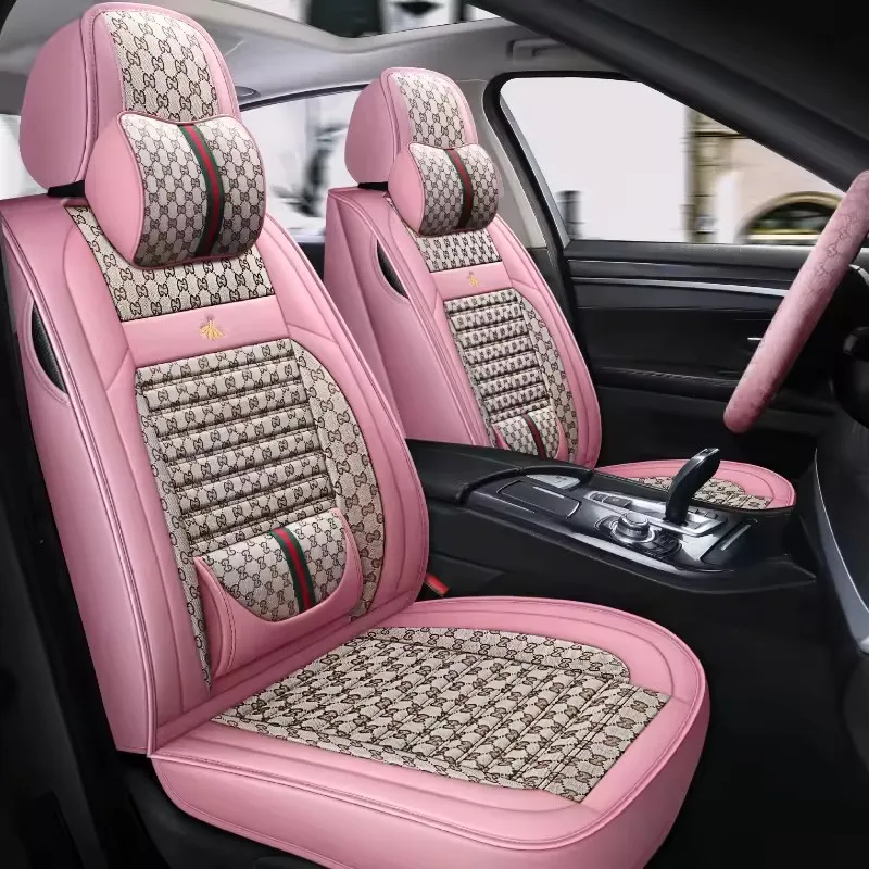 car interior accessories 2024 universal size luxury leather car seat cover 3d branded designer full set for mercedes benz bmw