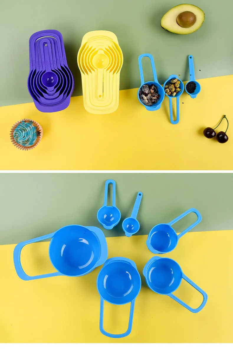 PP Plastic Measuring Cup Measuring Spoon 6 piece Set 6 in 1 Combination With Graduated Measuring Spoon Home Kitchen Baking Tools