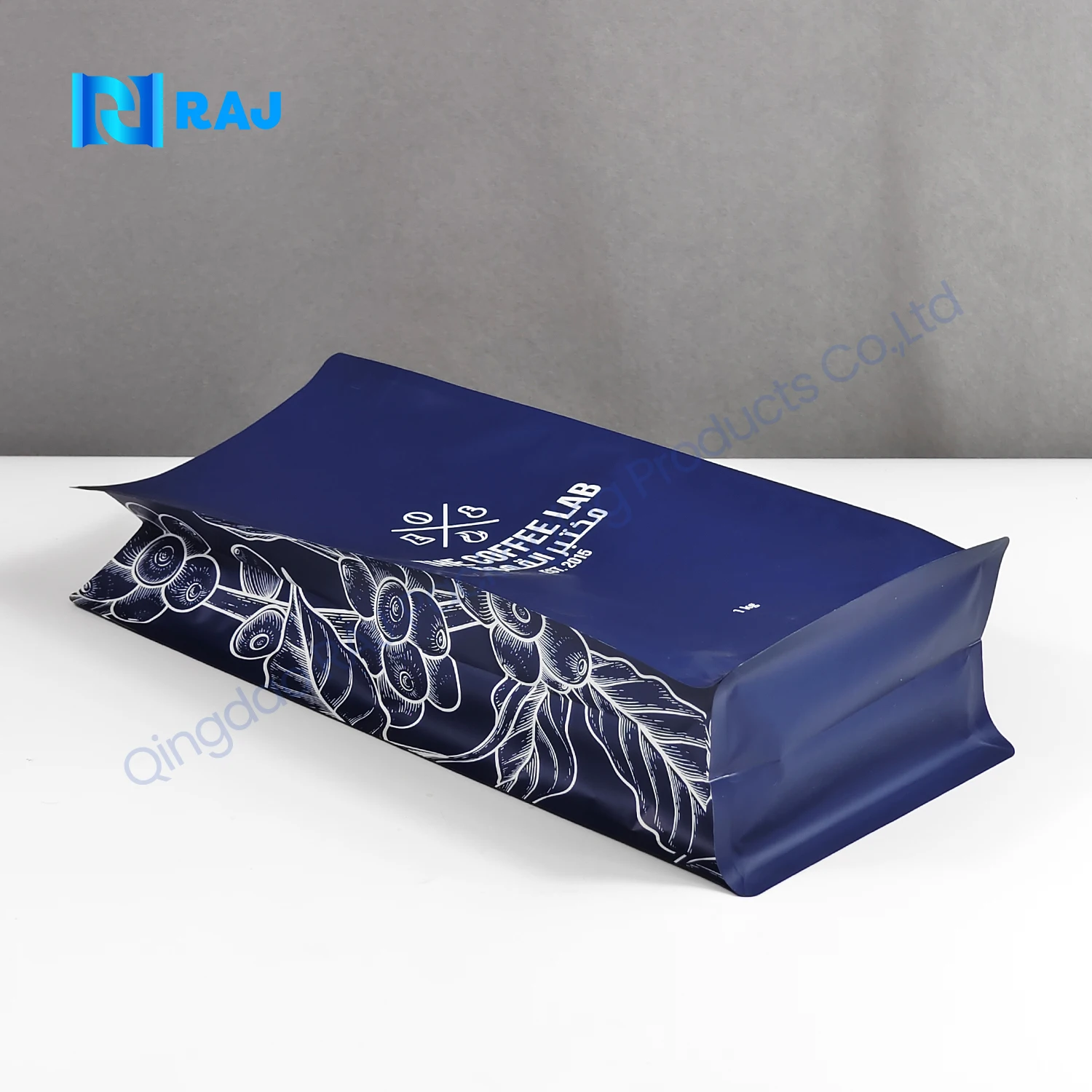 Matte PET12/AL7/PE120 1kg coffee bag package zipper stand pouch flat bottom bag for coffee whole bean and ground