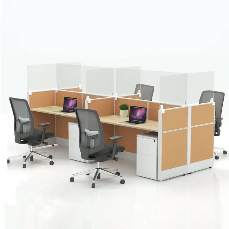 High Quality Clear Office Partition Freest And Workstations Modular Office Divider Glass Office Partition 4 Person Cubicles Desk