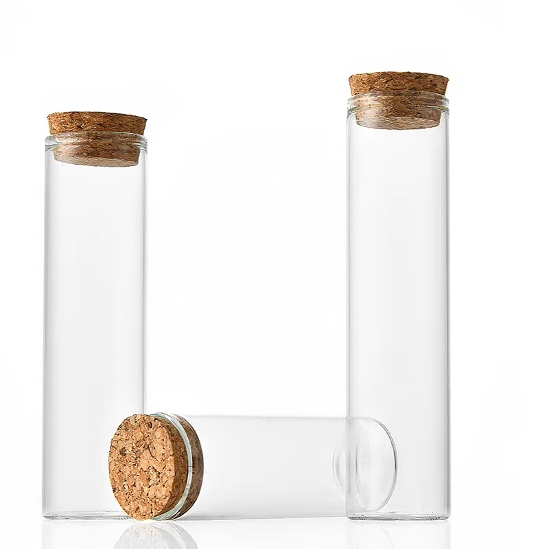 Transparent high straight cylinder cork bottle 15ml 20ml 25ml glass bottle mini test tube bottle 30mm diameter