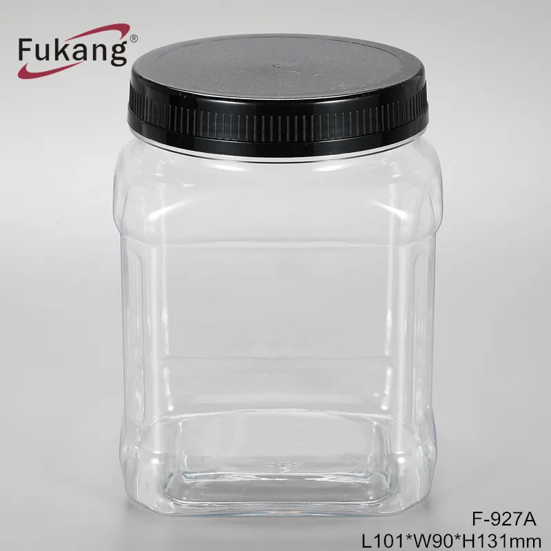 1 liter plastic PET peanut butter round jar packaging and clear plastic peanut butter container with color screw lid