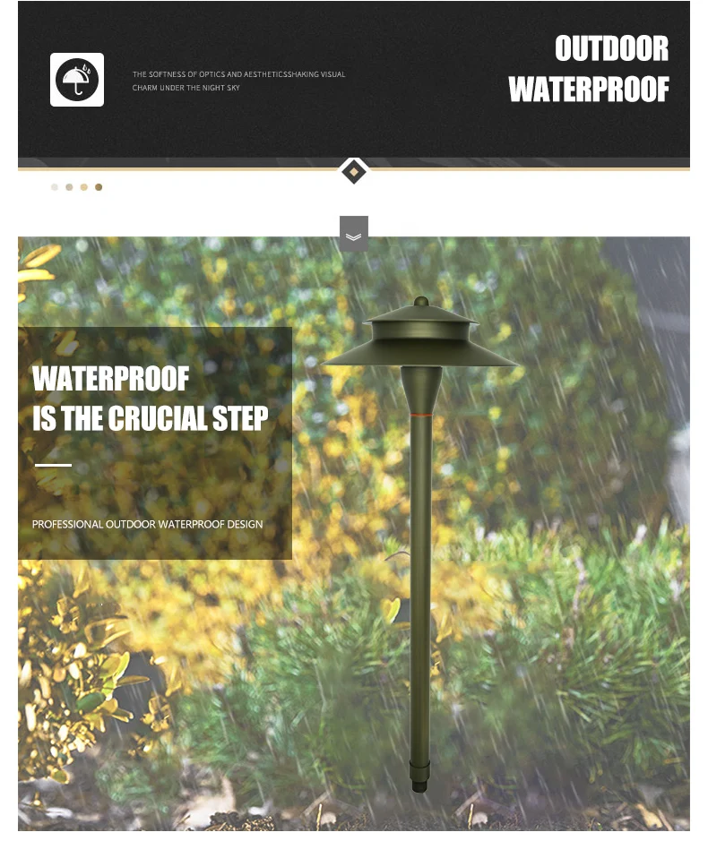 Landscape Lighting Manufacturer Solid Brass Path Light Low Voltage Double Layers Hats Redidential Area Light