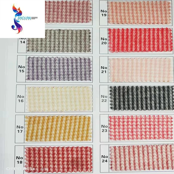 Winter Item fresh Woolen and Poly check designs Tweed Garment Stock Fabric