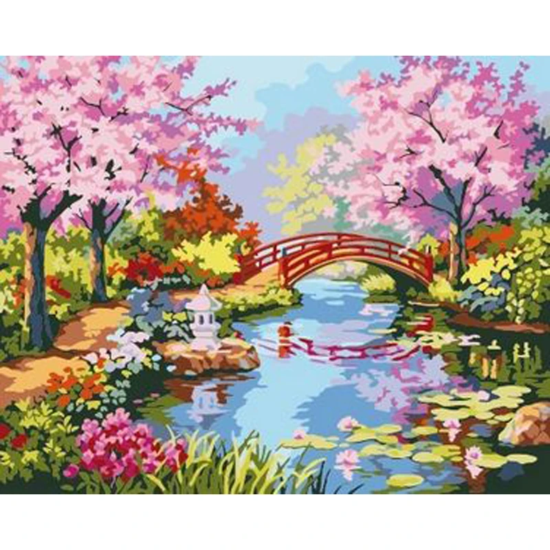 
customized paint by numbers Spring scenery in the south of Yangtze River for adults, diy digital oil painting by numbers 