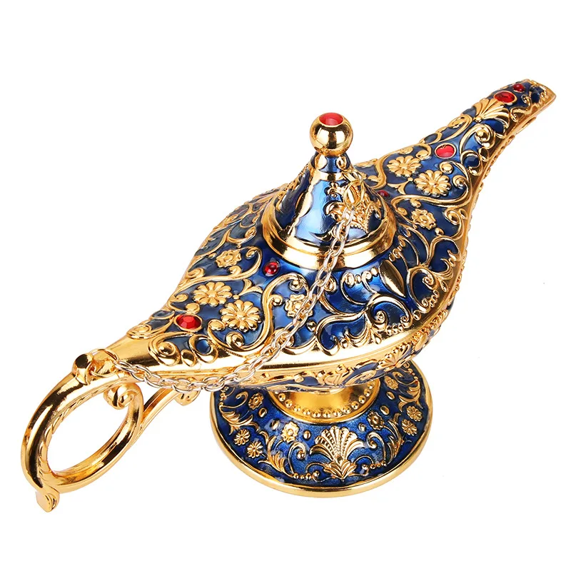 Aladdin Wishing Lamp Creative Retro European Tin Magic Lamp Durable Metal Alloy Cast Craft Decoration for Gift Use