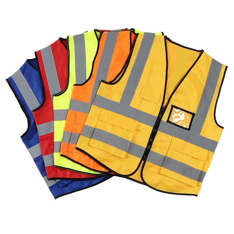 hi visibility road   construction reflective  vest reflective safety running reflective  safety vest workwear with pockets