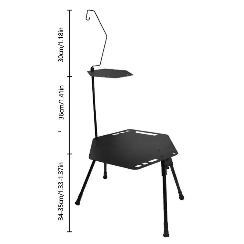 Camping Hexagonal Foldable Table With Light Stand Aluminum Alloy Double Layer Picnic Table Portable Lift Picnic Desk For Camping